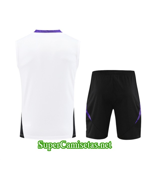 Tailandia Camiseta Kit De Entrenamiento Real Madrid Sin Mangas Blanco 2024 2025