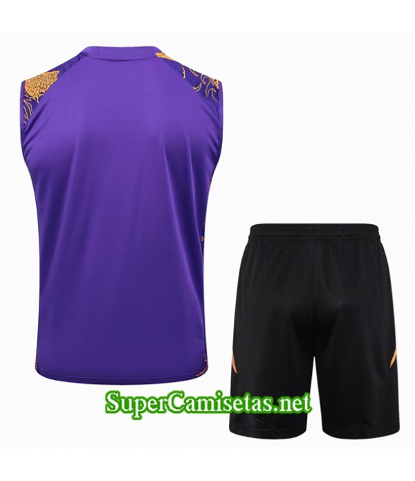 Tailandia Camiseta Kit De Entrenamiento Real Madrid Sin Mangas Púrpura 2024 2025