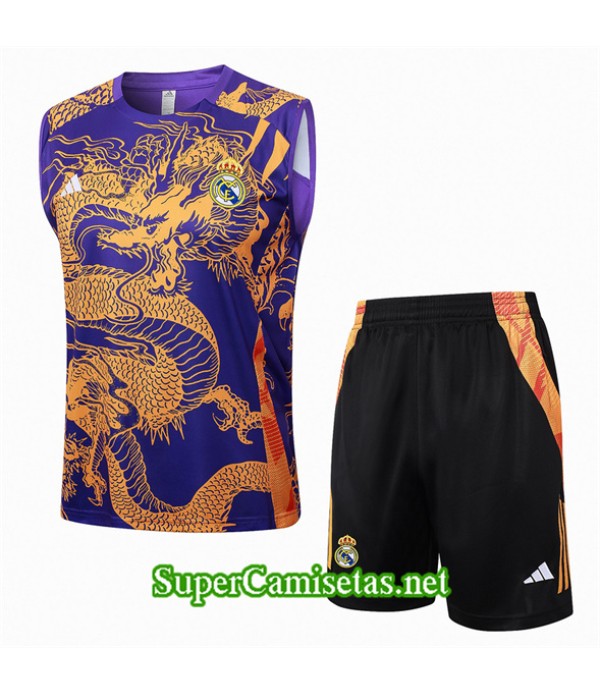 Tailandia Camiseta Kit De Entrenamiento Real Madrid Sin Mangas Púrpura 2024 2025