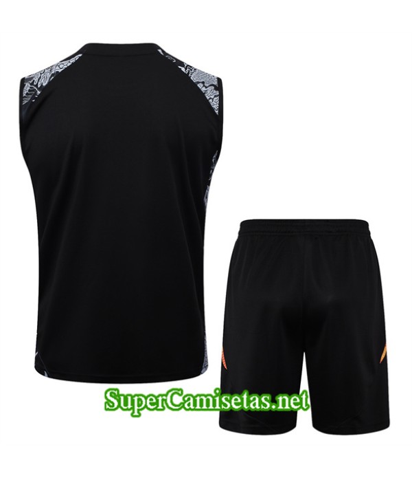 Tailandia Camiseta Kit De Entrenamiento Real Madrid Sin Mangas Negro 2024 2025