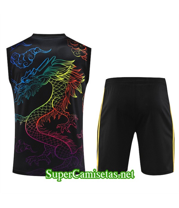 Tailandia Camiseta Kit De Entrenamiento Real Madrid Sin Mangas Negro 2024 2025