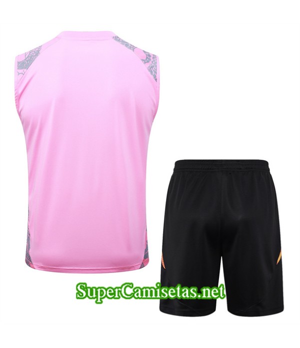 Tailandia Camiseta Kit De Entrenamiento Real Madrid Sin Mangas Rosa 2024 2025