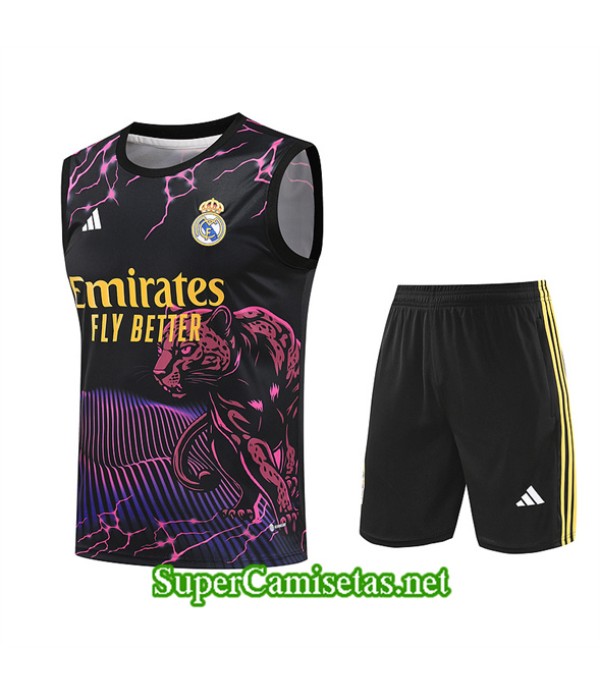 Tailandia Camiseta Kit De Entrenamiento Real Madrid Sin Mangas Rosa 2024 2025