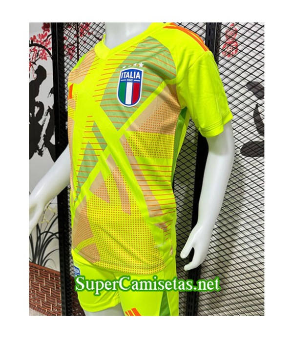 Tailandia Equipacion Camiseta Italia Niño Portero Amarillo 2024 2025