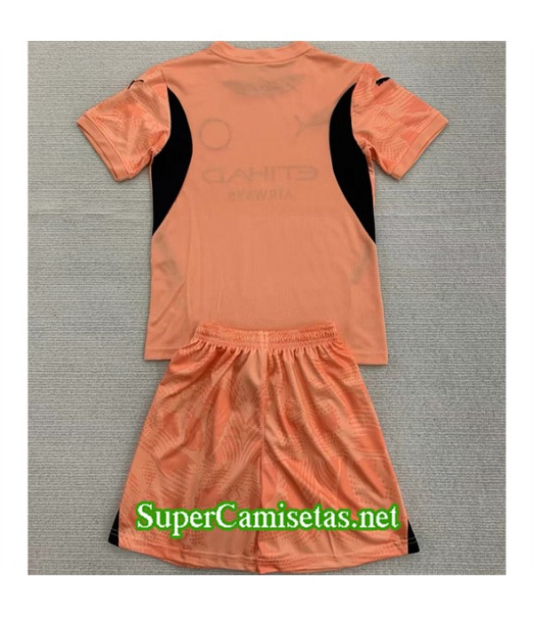 Tailandia Equipacion Camiseta Manchester City Niño Portero Naranja 2024 2025