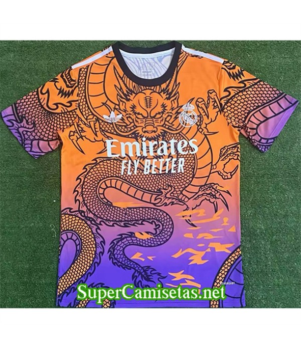 Tailandia Equipacion Camiseta Real Madrid Training Dragon Naranja/violeta 2024 2025