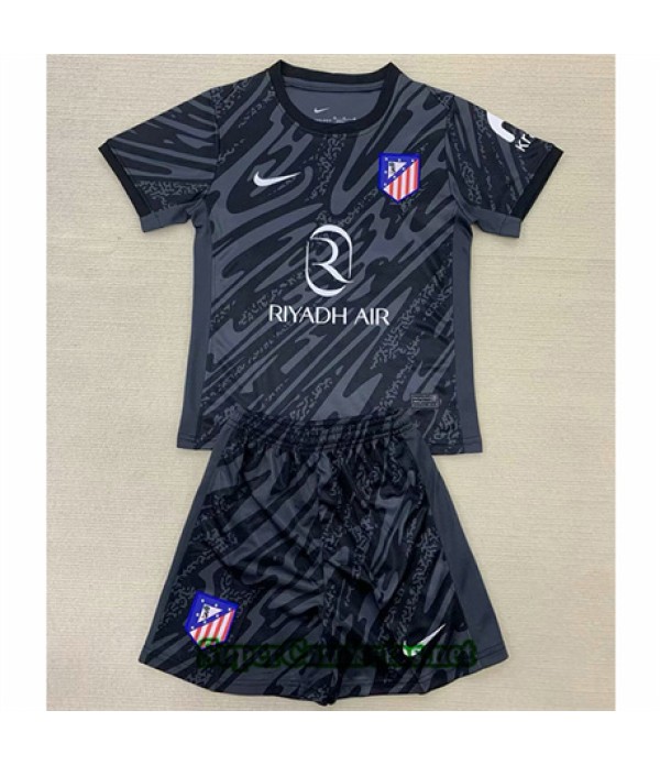 Tailandia Atletico De Madrid Niño Portero Negro 2...
