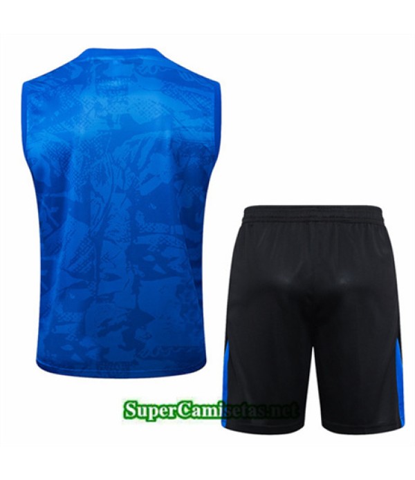 Tailandia Camiseta Kit De Entrenamiento Barcelona Sin Mangas Azul 2024 2025