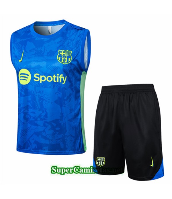 Tailandia Camiseta Kit De Entrenamiento Barcelona Sin Mangas Azul 2024 2025