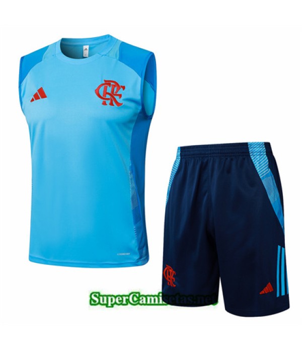 Tailandia Camiseta Kit De Entrenamiento Flamengo Sin Mangas Azul Claro 2024 2025