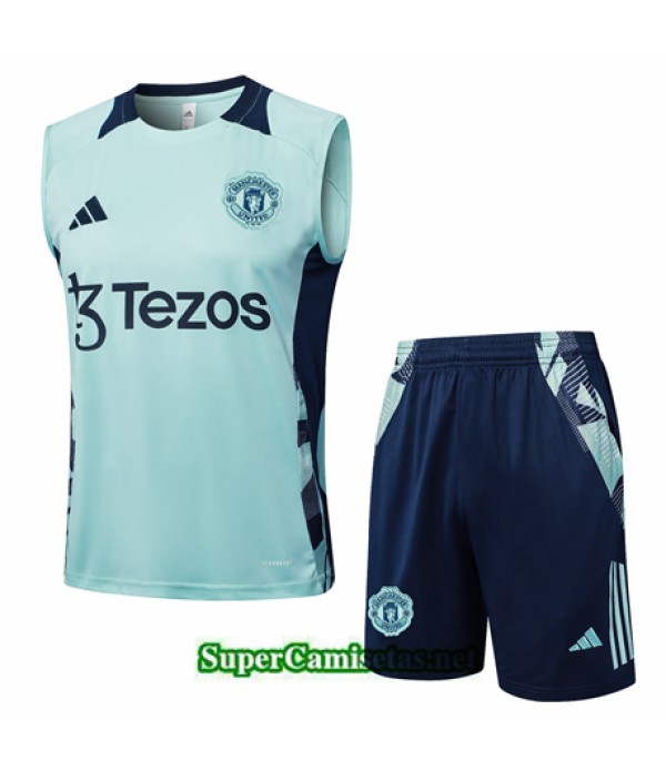 Tailandia Camiseta Kit De Entrenamiento Manchester United Sin Mangas Verde Claro 2024 2025