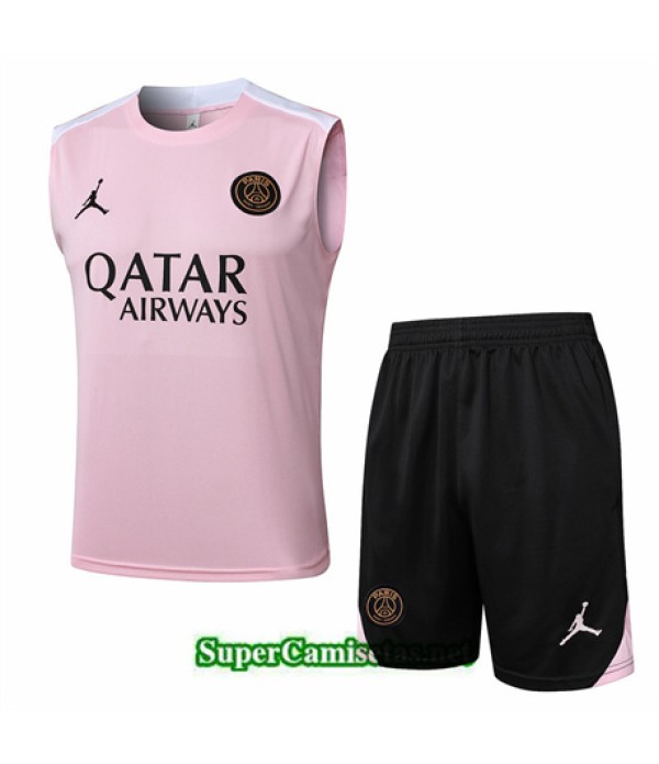 Tailandia Camiseta Kit De Entrenamiento Paris Saint Germain Sin Mangas Rosa 2024 2025