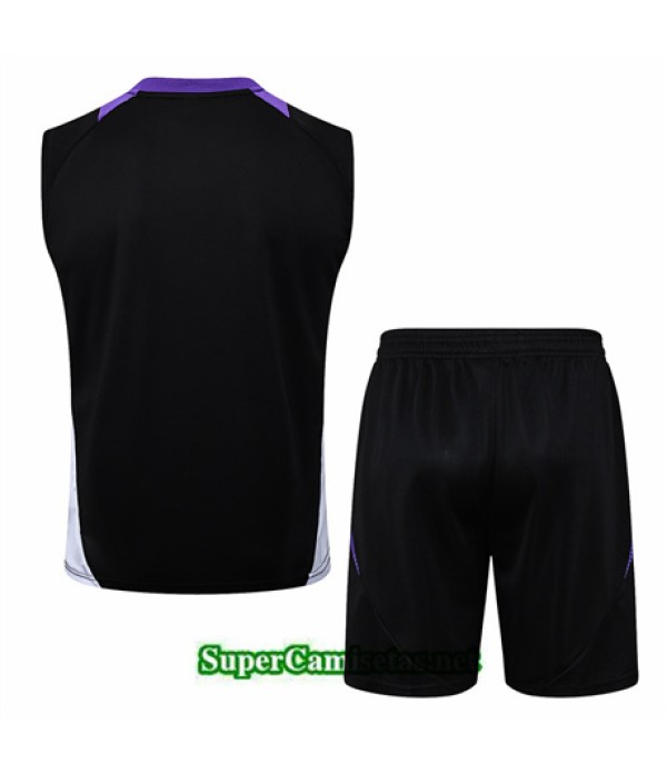Tailandia Camiseta Kit De Entrenamiento Real Madrid Sin Mangas Negro 2024 2025