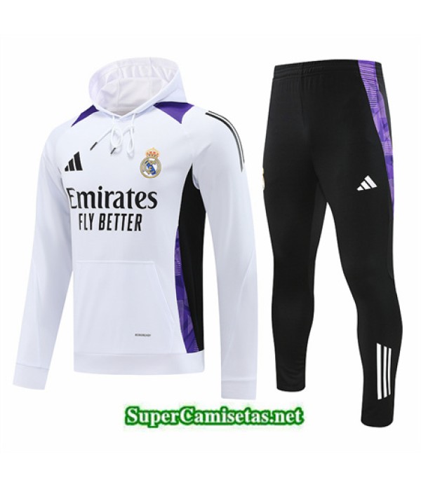 Tailandia Chándal Sudadera Con Capucha Real Madrid Blanco 2024 2025