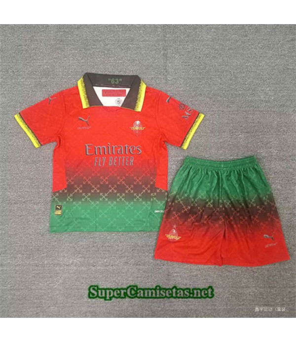 Tailandia Cuatro Equipacion Camiseta Ac Milan Niño 2024 2025
