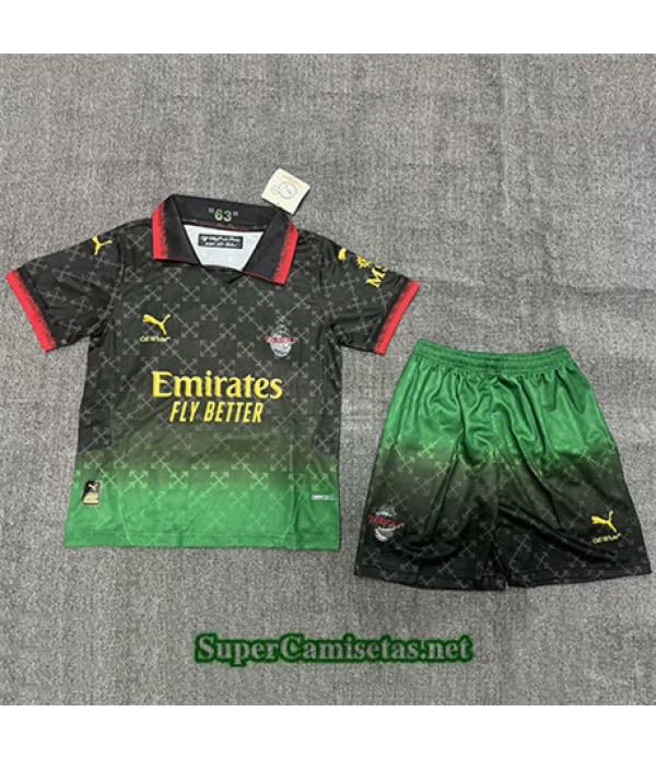 Tailandia Equipacion Camiseta Ac Milan Niño 4th Negro 2024 2025
