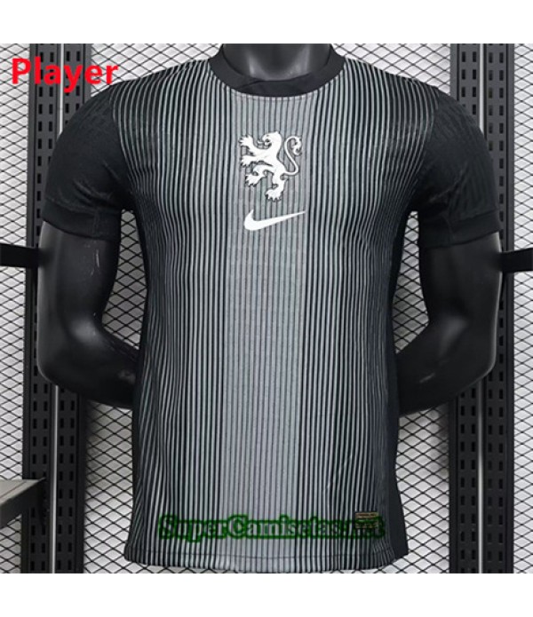 Tailandia Equipacion Camiseta Player Países Bajos Portero Negro 2024 2025