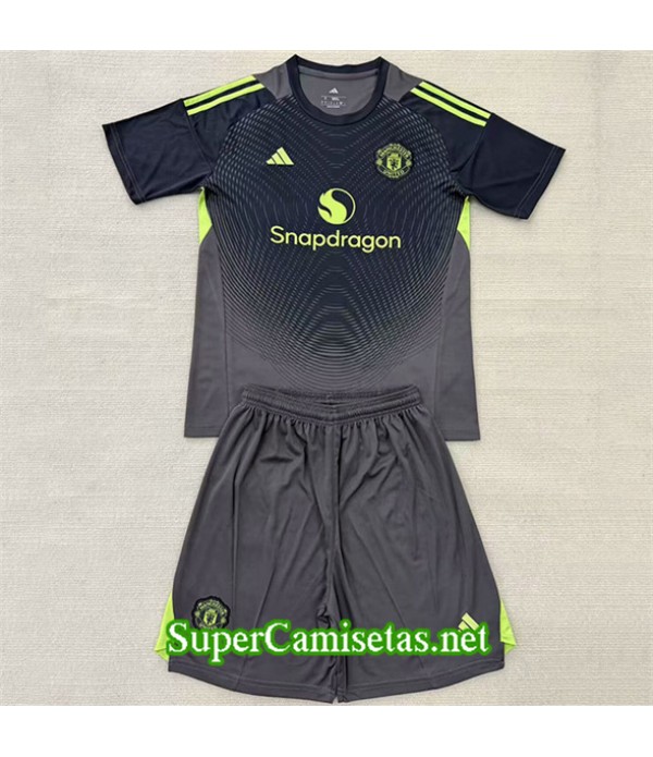 Tailandia Equipacion Camiseta Manchester United Enfant Portero Negro 2025 2026