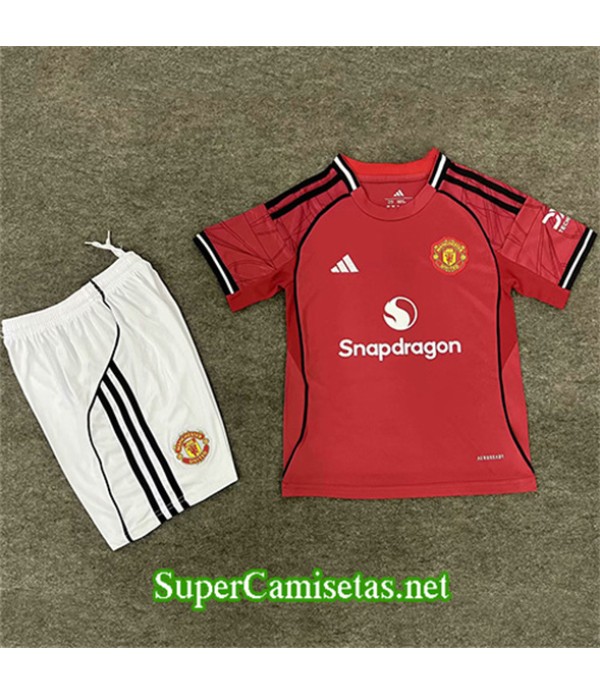 Tailandia Equipacion Camiseta Manchester United Niño Rojo 2025 2026
