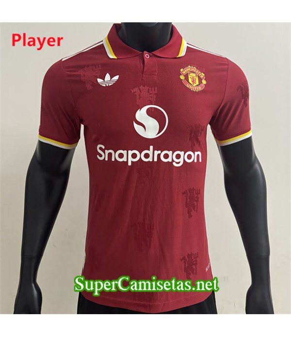 Tailandia Equipacion Camiseta Manchester United Player Lapel Rojo 2025 2026