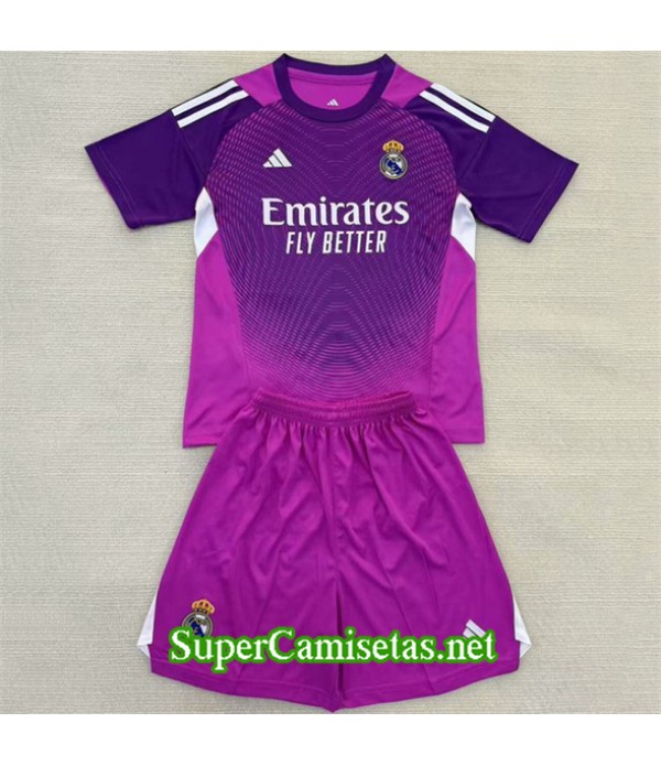 Tailandia Equipacion Camiseta Real Madrid Niño Portero Púrpura 2025 2026