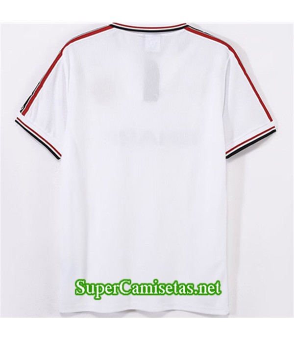 Tailandia Equipacion Camiseta Retro Manchester United Blanco 1998 99