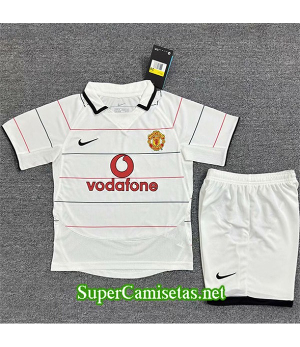 Tailandia Equipacion Camiseta Retro Manchester United Niño Blanco 2003 05