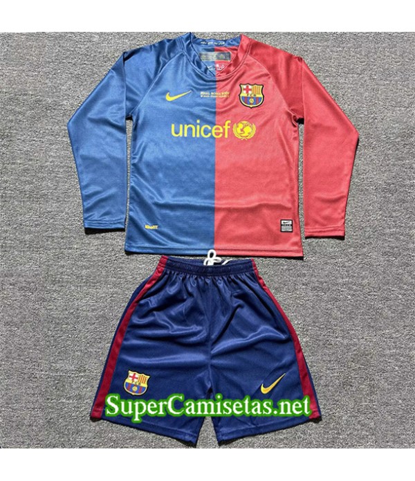 Tailandia Primera Equipacion Camiseta Retro Barcelona Niño Ucl Manga Larga 2008 09