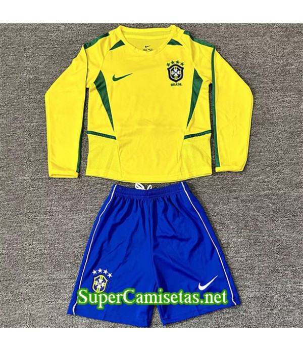 Tailandia Primera Equipacion Camiseta Retro Brasil Niño Manga Larga 2002