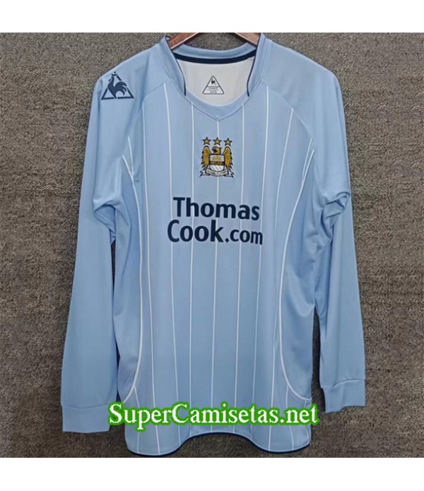 Tailandia Primera Equipacion Camiseta Retro Manchester City Manga Larga 2007 08