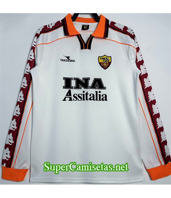Tailandia Segunda Equipacion Camiseta Retro As Roma Manga Larga 1998 99