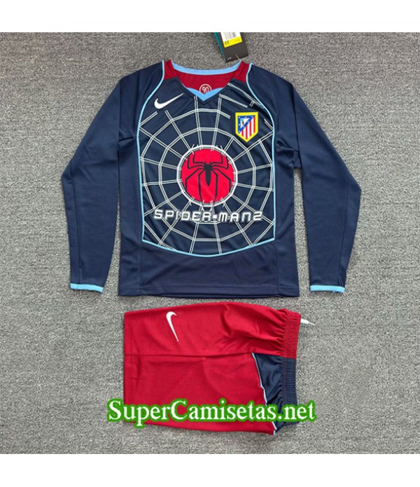 Tailandia Segunda Equipacion Camiseta Retro Atletico De Madrid Enfant Manga Larga 2004 05
