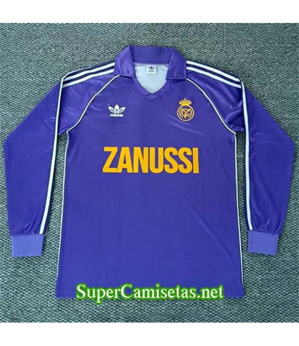 Tailandia Segunda Equipacion Camiseta Retro Real Madrid Manga Larga 1984 85