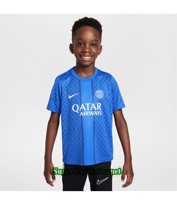Tailandia Equipacion Camiseta Psg Niño Pre Match Azul 2025 2026