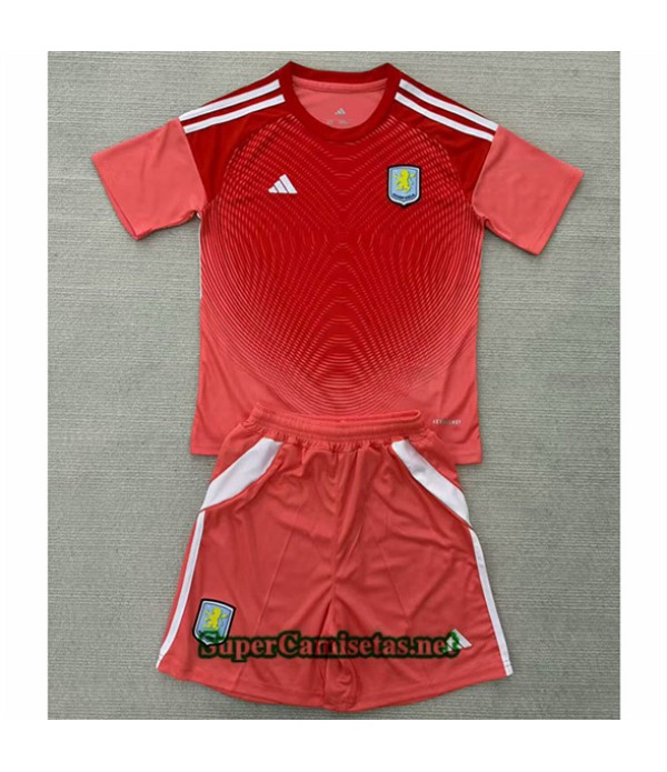 Tailandia Portero Equipacion Camiseta Aston Villa Niño Naranja/rojo 2025 2026