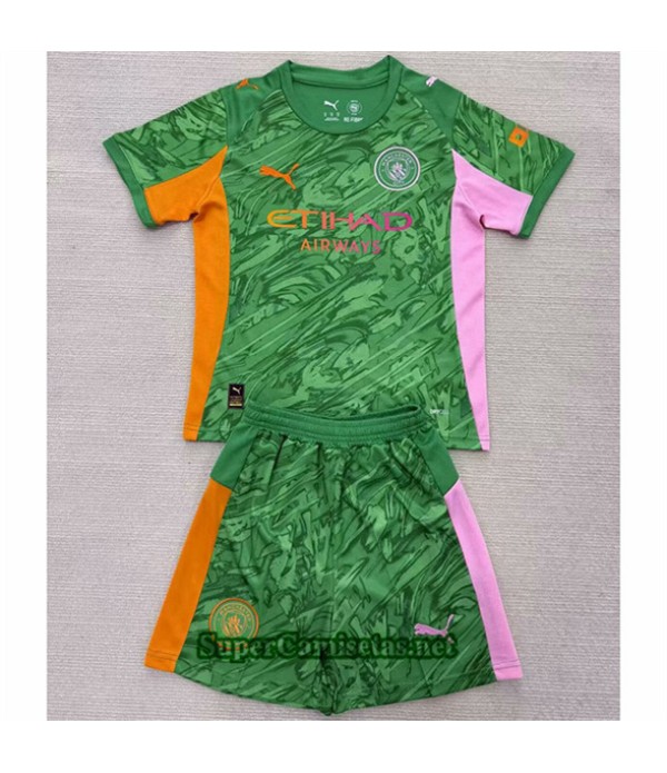 Tailandia Portero Equipacion Camiseta Manchester City Niño Verde 2025 2026