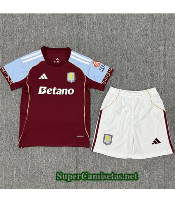 Tailandia Primera Equipacion Camiseta Aston Villa Niño 2025 2026
