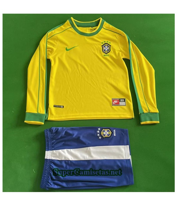 Tailandia Primera Equipacion Camiseta Retro Brasil Niño Manga Larga 1998