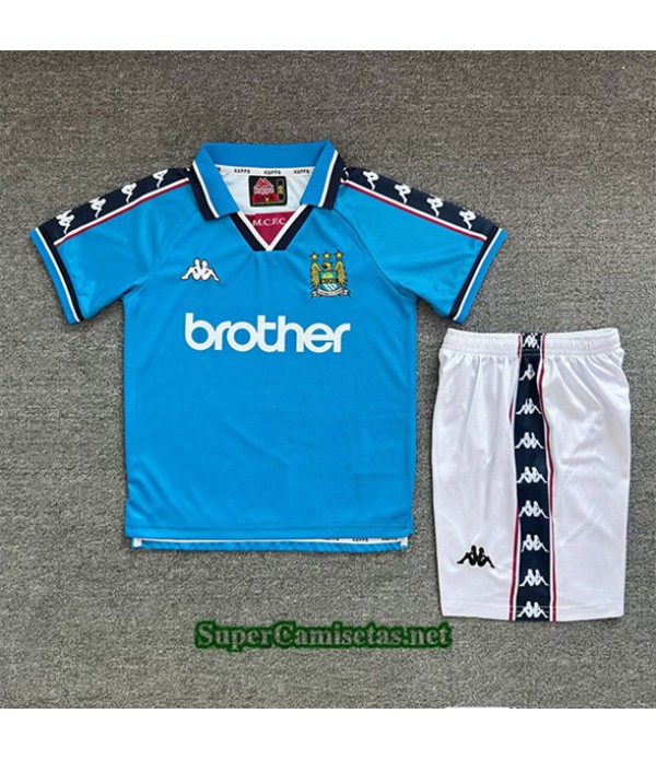 Tailandia Primera Equipacion Camiseta Retro Manchester City Niño 1997 98