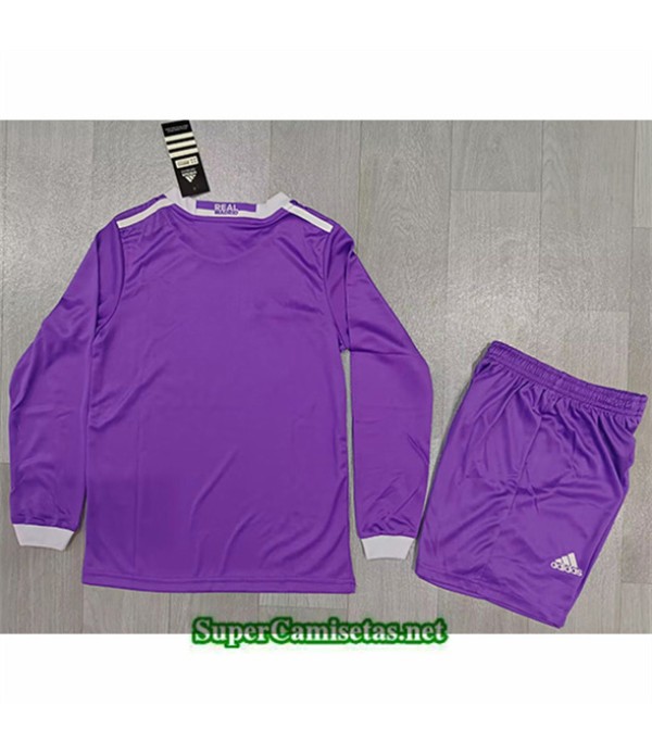 Tailandia Segunda Equipacion Camiseta Retro Real Madrid Niño Manga Larga 2016 17