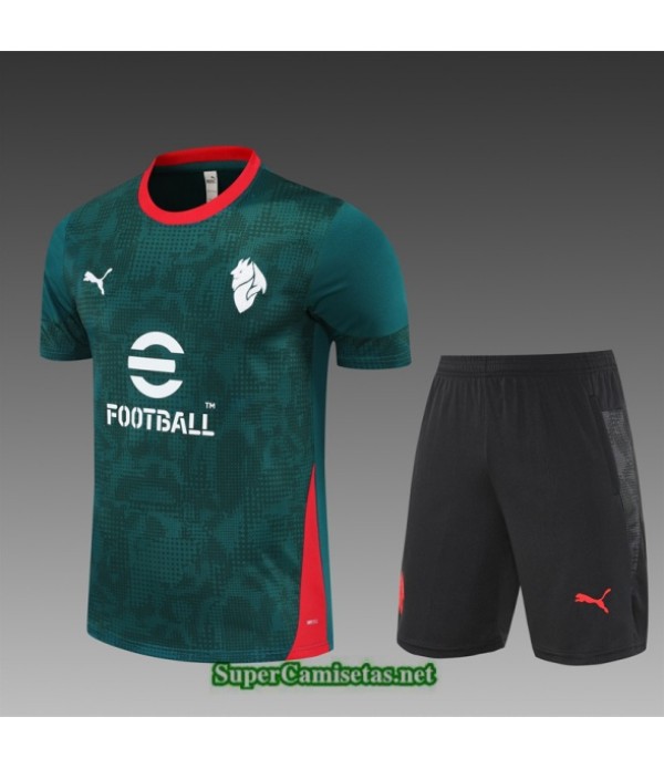 Tailandia Camiseta Kit De Entrenamiento Ac Milan Niño Verde/negro/rojo 2025 2026 S20496