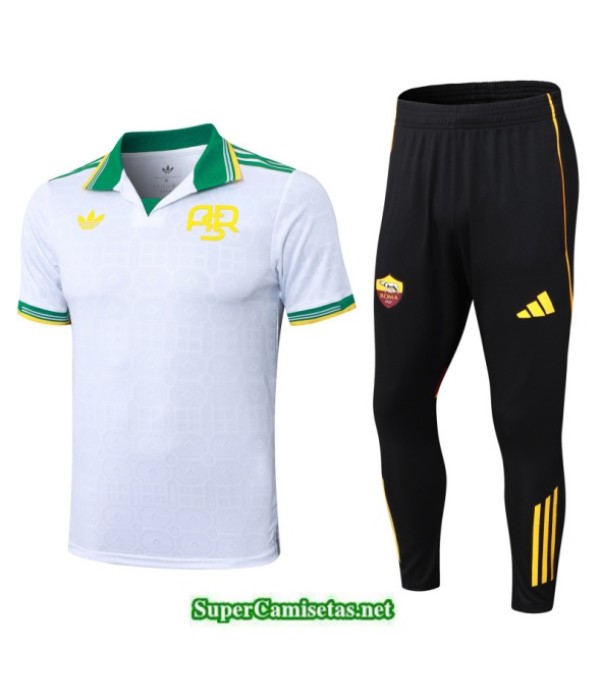 Tailandia Camiseta Kit De Entrenamiento As Roma Blanco/negro/verde 2025 2026 S20501