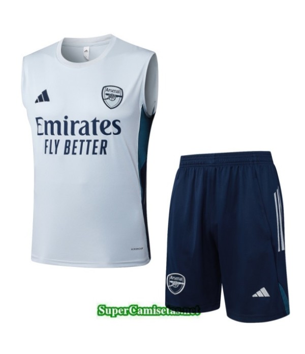 Tailandia Camiseta Kit De Entrenamiento Arsenal Sin Mangas Gris Clair/azul Marino 2025 2026 S20472