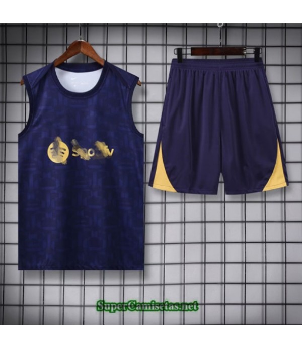 Tailandia Camiseta Kit De Entrenamiento Barcelona Niño Sin Mangas Azul Marino/amarillo 2025 2026 S20184