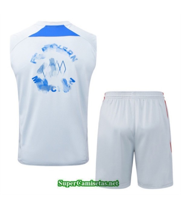 Tailandia Camiseta Kit De Entrenamiento Bayern Munich Sin Mangas Gris/azul 2025 2026 S20147
