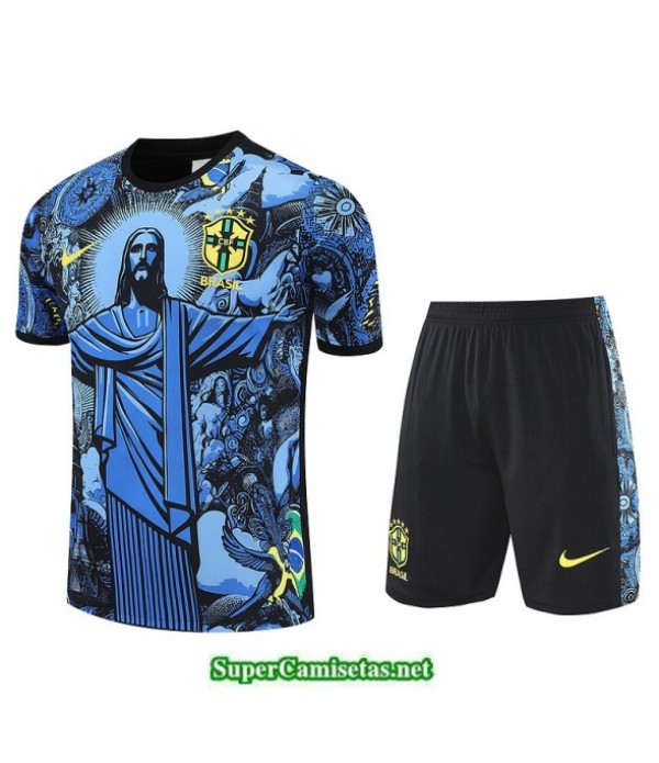 Tailandia Camiseta Kit De Entrenamiento Brasil Azu...