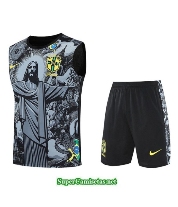 Tailandia Camiseta Kit De Entrenamiento Brasil Sin Mangas Gris/dorado 2025 2026 S20440