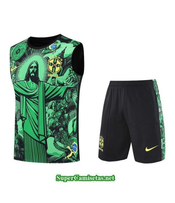 Tailandia Camiseta Kit De Entrenamiento Brasil Sin Mangas Verde/negro 2025 2026 S20442