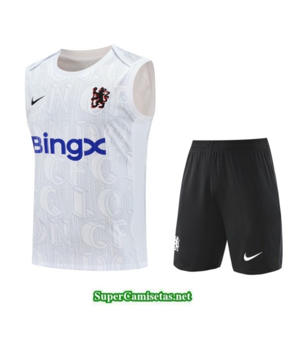 Tailandia Camiseta Kit De Entrenamiento Chelsea Sin Mangas Blanco/negro 2025 2026 S20482