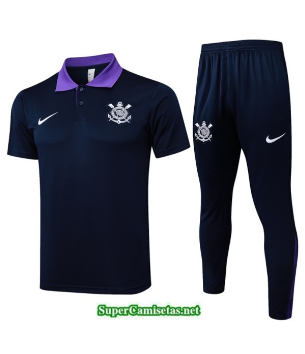 Tailandia Camiseta Kit De Entrenamiento Corinthians Polo Azul Marino/violeta 2025 2026 S20078